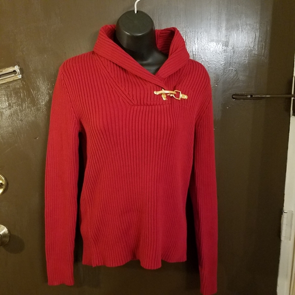 Lauren Ralph Lauren Sweaters - Lauren Ralph Lauren Red Ribbed Cotton Sweater Vintage Christmas 🎄